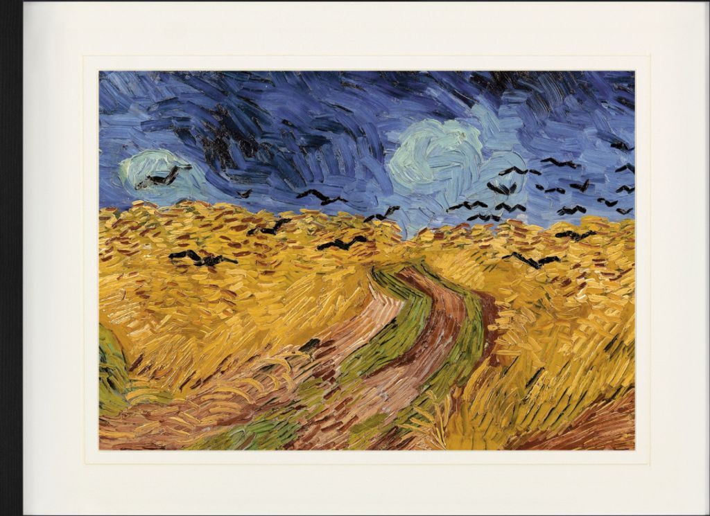 Vincent Van Gogh Gerahmtes Bild Mit Edlem Passepartout | Wand-Bilder | Im Bilderrahmen - Weizenfeld Mit Raben, 1890 (60 x 80 cm)