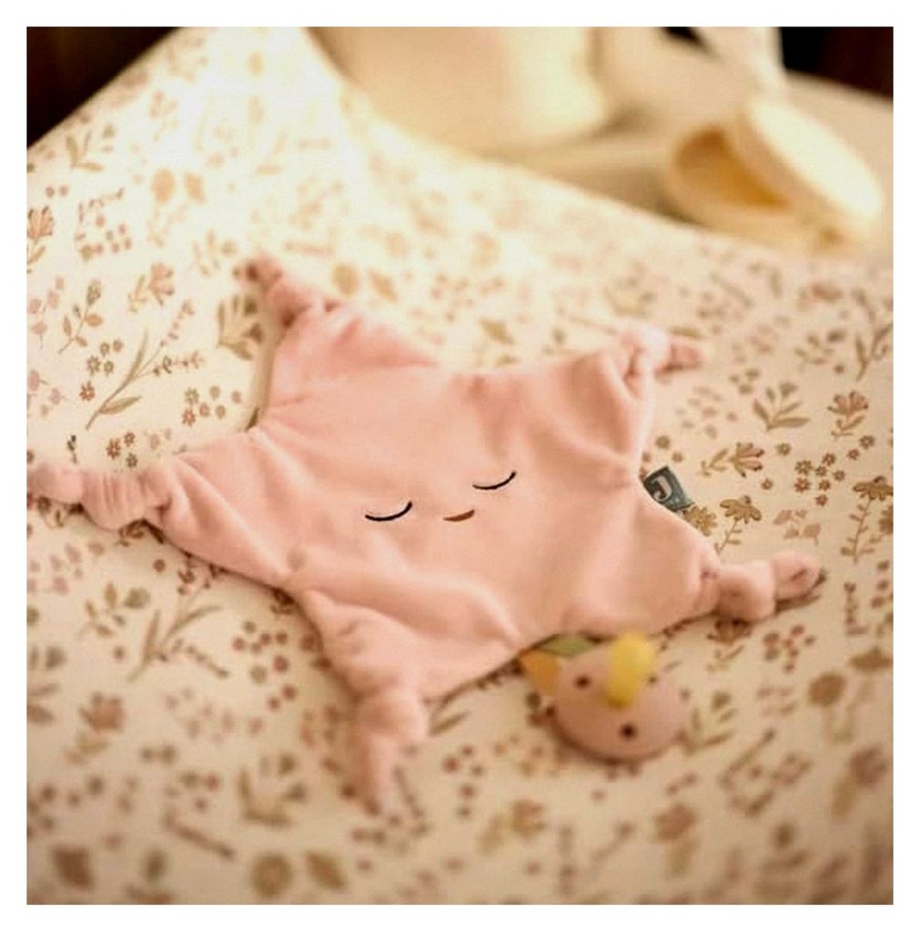 Personalisierbares Baby Schmusetuch Stern in Rosa, Weiches Schnuffeltuch mit Namensdruck