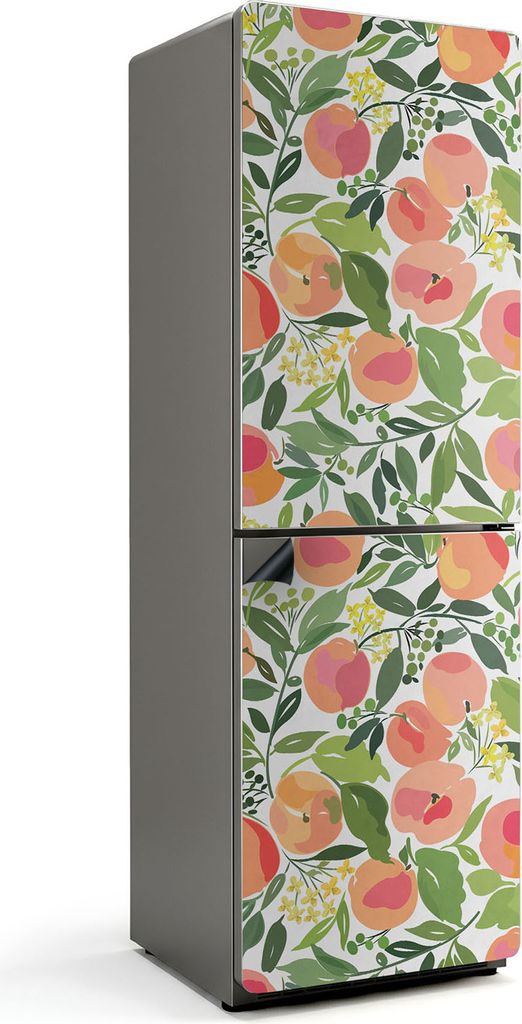 Fruchtmuster mit Blättern – Magnetische Kühlschrank Abdeckung – Dekorfolie magnetisch Küche – Kühlschrank Magnet Deko – selbstklebende ...