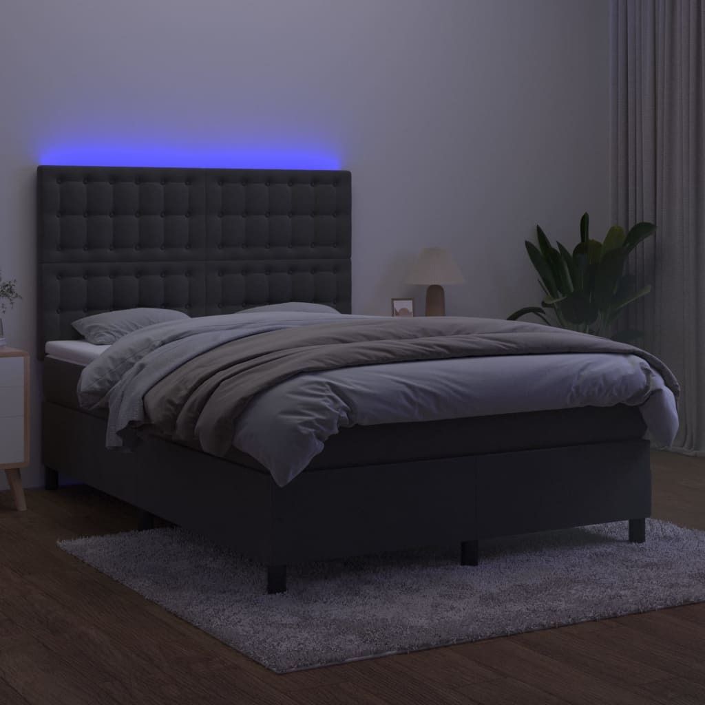Maison Exclusive - Boxspringbett mit Matratze & LED Dunkelgrau 140x200 cm Samt