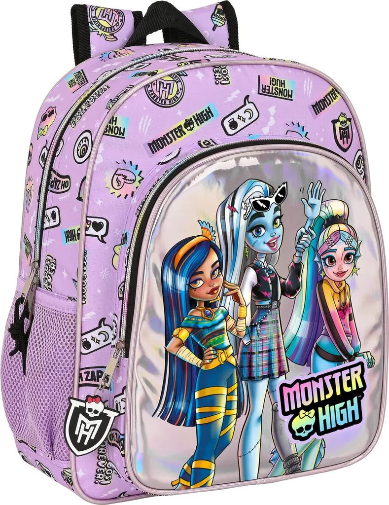 Grand Cartable Scolaire Monster High Lila - Sac Primaire 38cm Robuste