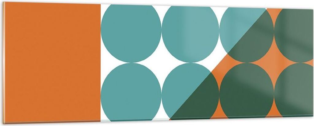 Bilder auf glas - Einteilig - Koliken Türkis Orange - 90x30cm - Glasbilder - Wandbilder - Bilder - zum Aufhängen bereit - Wanddekoration aus Glas...
