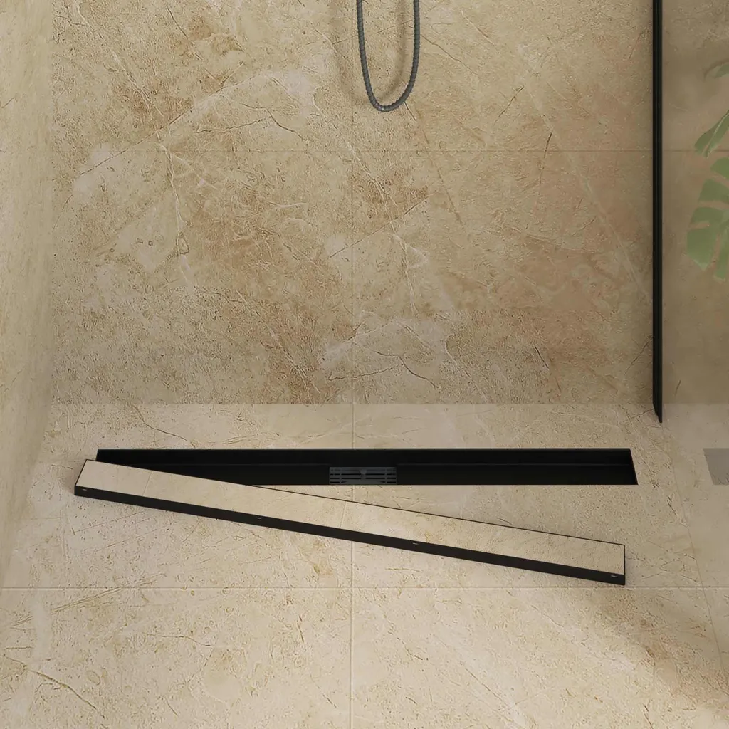 SYFAX™ Scarico Doccia Nero 100 cm | Canalina 2 in 1 Acciaio Inox 304 - 3
