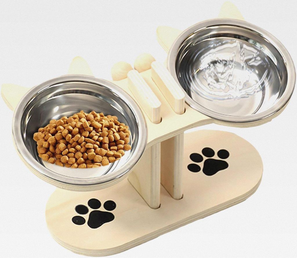 Hundefutter- Und Wassernapf Set - rutschfest Höhenverstellbar Hundenapf Set | Anti-Schling Napf Für Welpe Katze Mehrkatzenhaushalte Täglich Unte...