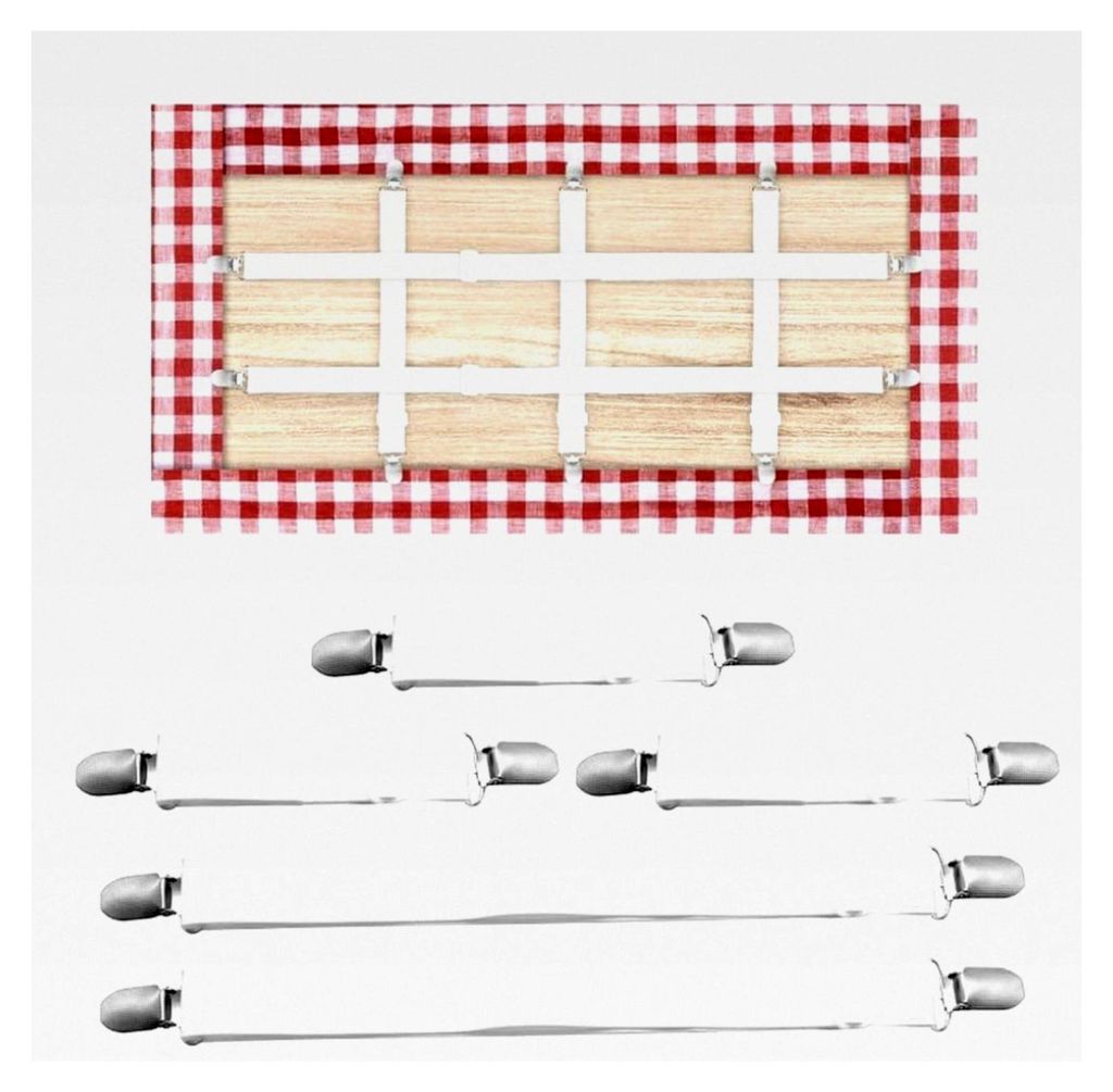 Tischdeckenhalter, versteckte Gurte, verstellbare Gummibänder, Tischschutzklammern, Tischklammern für Gartentische und Restaurants, Weiß, 5 Stück