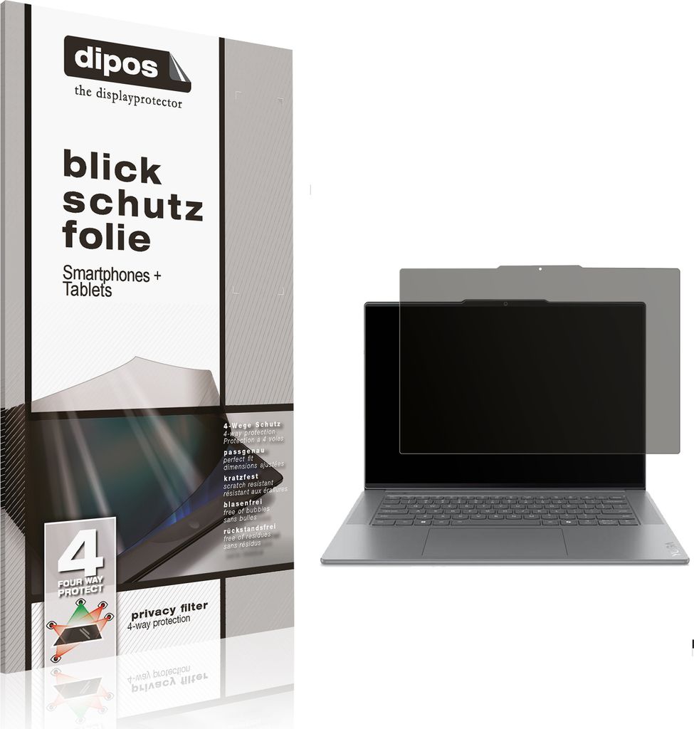 Blickschutzfolie für Lenovo Yoga Slim 7 15ILL9 matt Schutzfolie Folie Display Schutz dipos