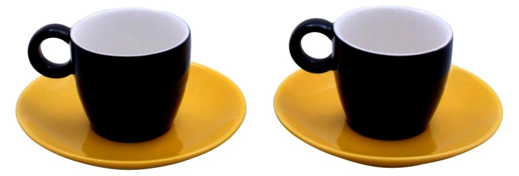 Espressotassen in Vereinsfarben Schwarz/Gelb Set