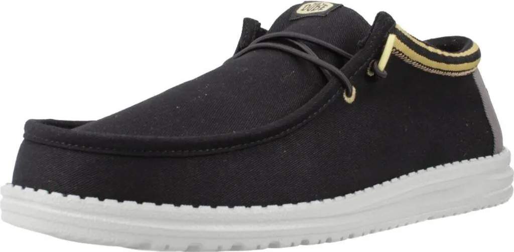Mocassins Homme Hey Dude Wally Letterman Noirs en Toile Ultra Confort