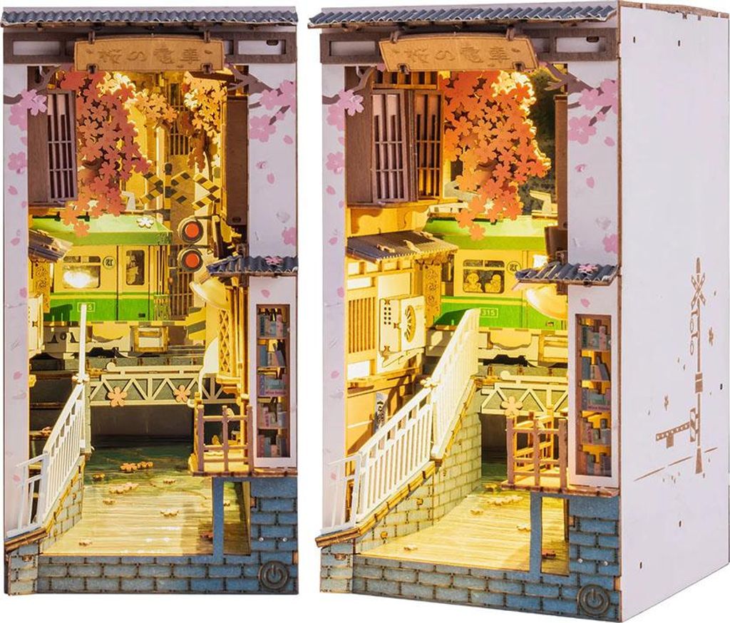 Puppenhaus Miniatur Geschichten in Büchern Sakura Densya 3D Holzbau Spielzeug Miniatur Haus Kit für Kindertag Geburtstag Weihnachtsgeschenk