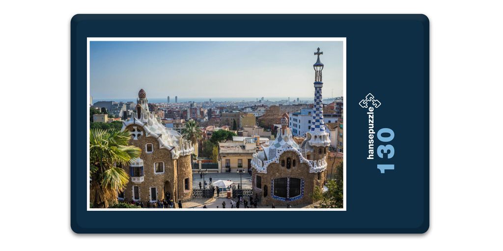 hansepuzzle 17529 - Barcelona Puzzle, 130 Teile, Orte, 28,7 x 20,0cm mit hochwertiger Aufbewahrung, Kartonbox und wiederverschließbarem Beutel