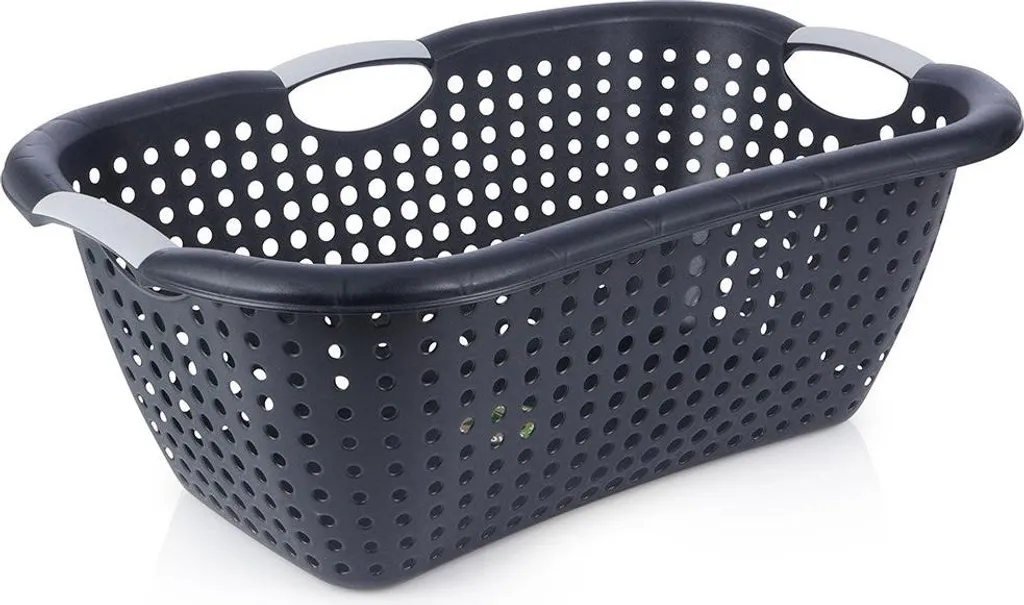 Panier à linge aéré noir en plastique ultra-résistant et facile à porter