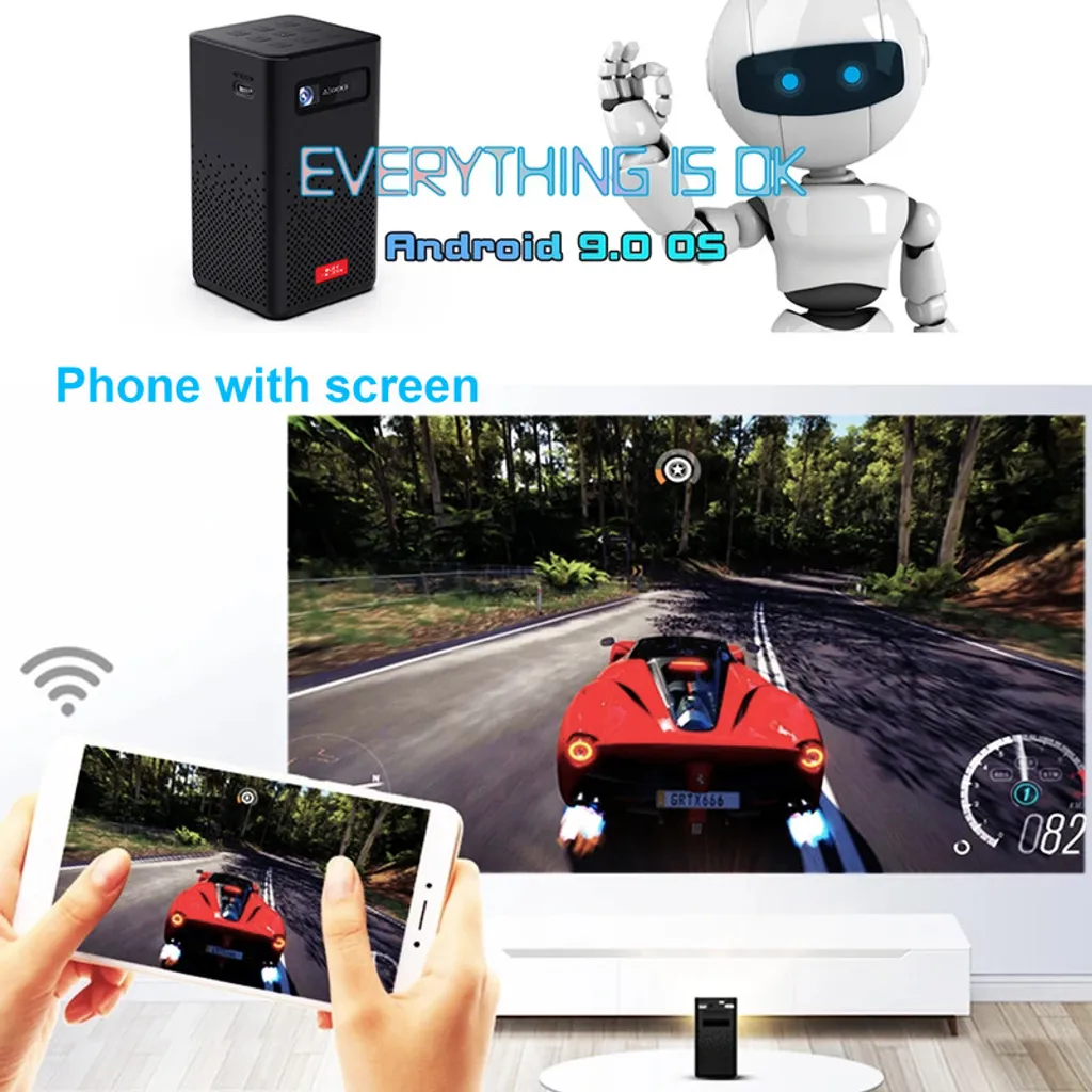 Vidéoprojecteur 1080P Full HD Cinéma Maison Android TV 9.0 Bluetooth Noir - 7