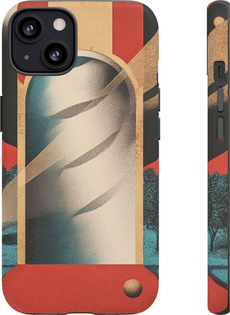 Surreales Spiralportal mit Bäumen und Kugeln – Hülle Kompatibel mit iPhone 13