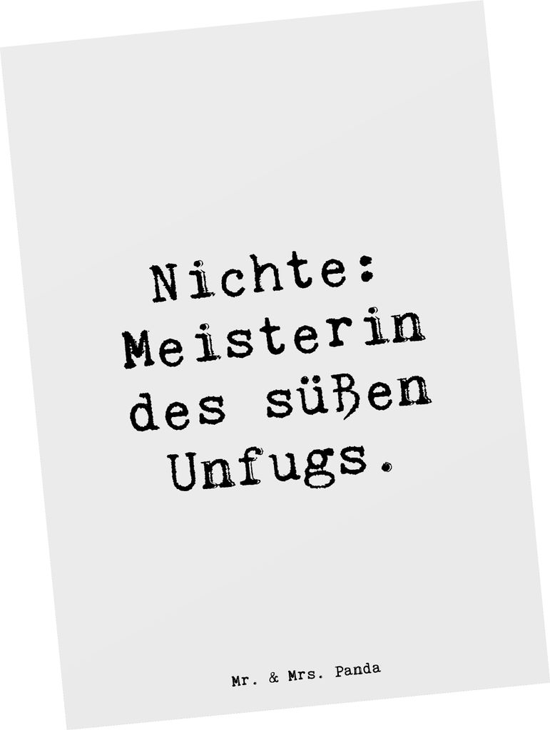 Mr. & Mrs. Panda Postkarte Spruch Nichte Meisterin - Weiß - Produktbild 