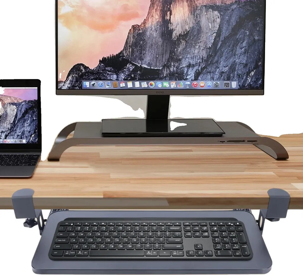 Coulisse pour clavier anti-douleur réglage hauteur sous bureau facile
