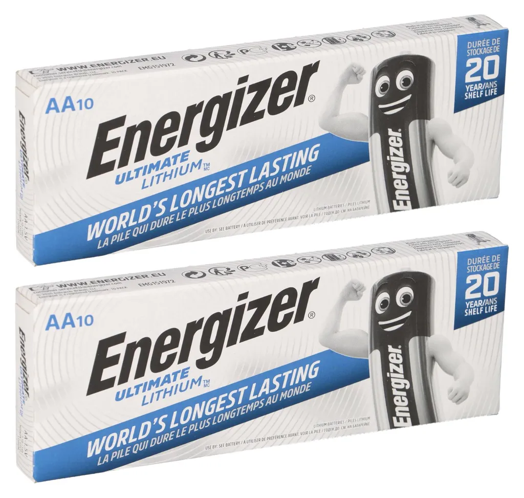 Pile AA LR06 Energizer Ultimate Lithium 1.5V Anti-Fuite Longue Durée 20x