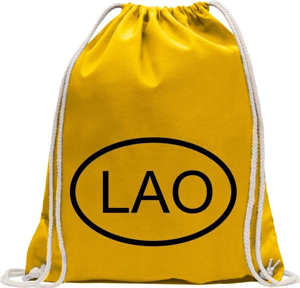 Kiwistar - Turnbeutel - gelb - Laos LAO - Fun Rucksack Sport Beutel Gymsack Baumwolle mit Ziehgurt