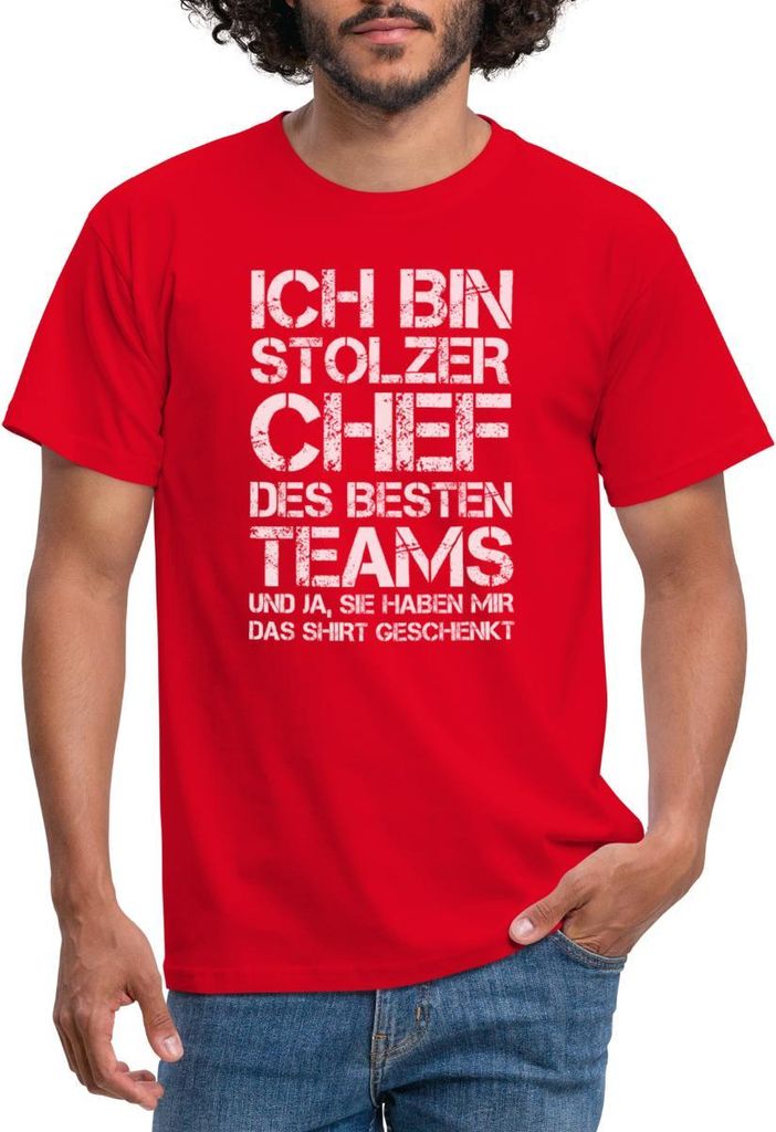Spreadshirt Stolzer Chef Des Besten Teams Geschenk Geschenkidee für den Boss Männer T-Shirt, M, Rot