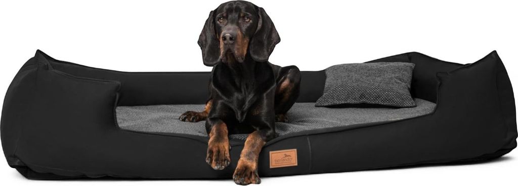tierlando Nonplusultra LINUS orthopädisches Hundebett Visco PLUS Kunstleder - Größe: 110x90cm | Farbe: 03 Schwarz
