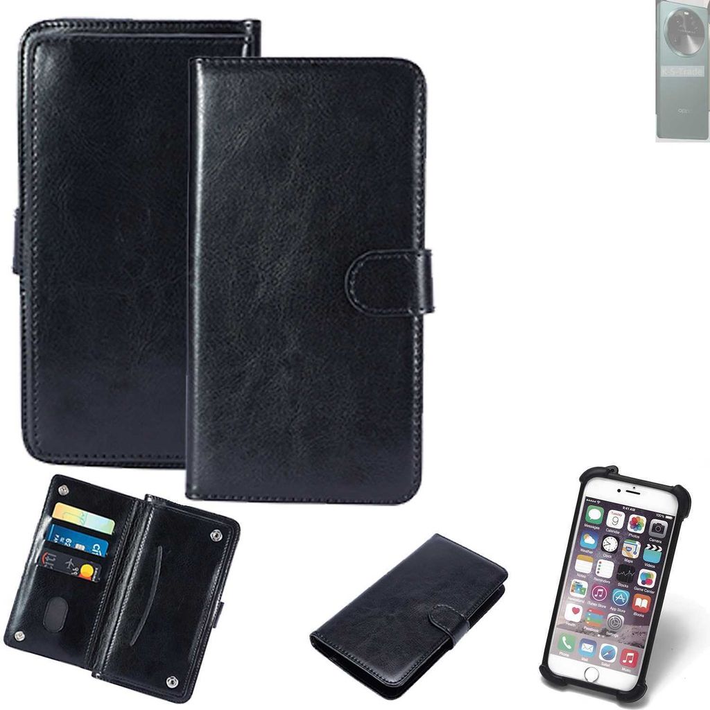 K-S-Trade 360° Hülle kompatibel mit Oppo Find X6 schwarz Kunstleder Case BookCase WalletCase Kunstlederederhülle Handyhülle, Rundumschutz Bumper