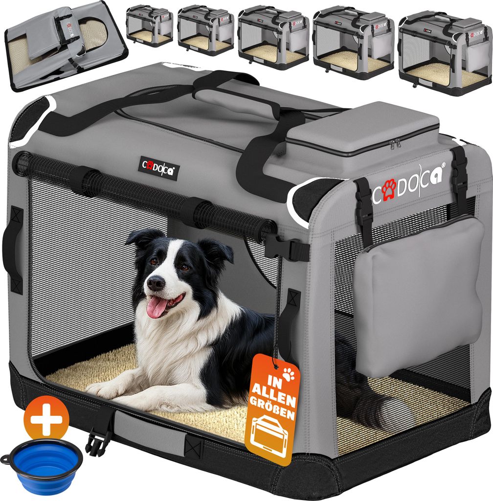 CADOCA® Cage de transport XL Gris pour animaux chien chat Image du produit 