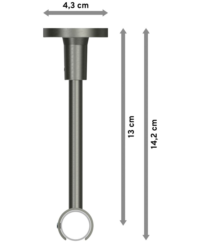 Interdeco Gardinenstange / Vorhangstange Messing Antik / Edelstahl-Optik, Typ Sonette Samanto (Rillenpatrone) ohne Ringe, Deckenmontage, 20 mm Ø 1...