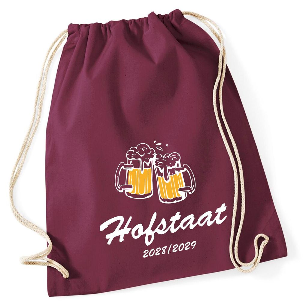 Huuraa Turnbeutel Hofstaat 2028/29 Bierkrug Schützenfest 12 Liter Burgundy Baumwolle Rucksack Geschenkidee