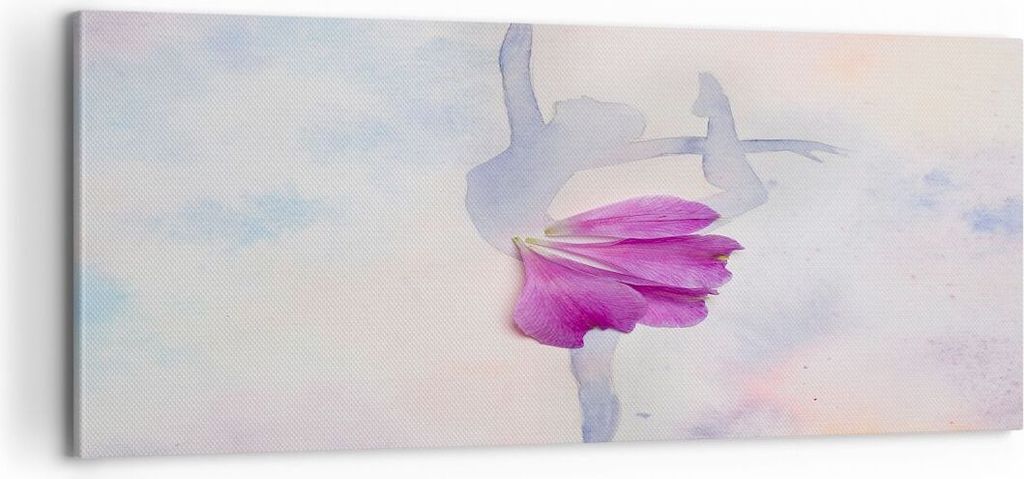Bild auf Leinwand - Leinwandbild - Ballett Blumen Mädchen Eleganz - 100x40cm - Wand Bild - Wanddeko - Leinwanddruck - Bilder - Kunstdruck - Wandde...
