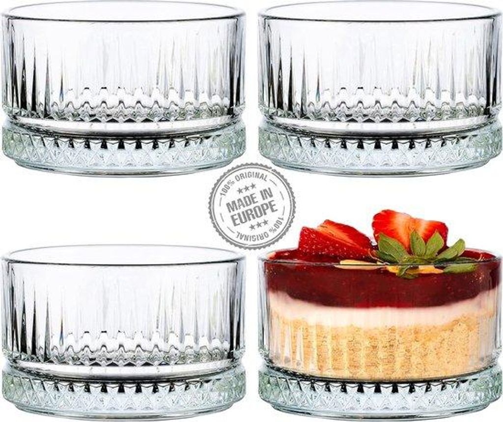 Gläserne Dessert-Präsentationsset aus 4, 235 ml 100% lösungsmittelfreie Serviergläser, Dessertgläser für dekorative Süßigkeiten, Eisschalen...