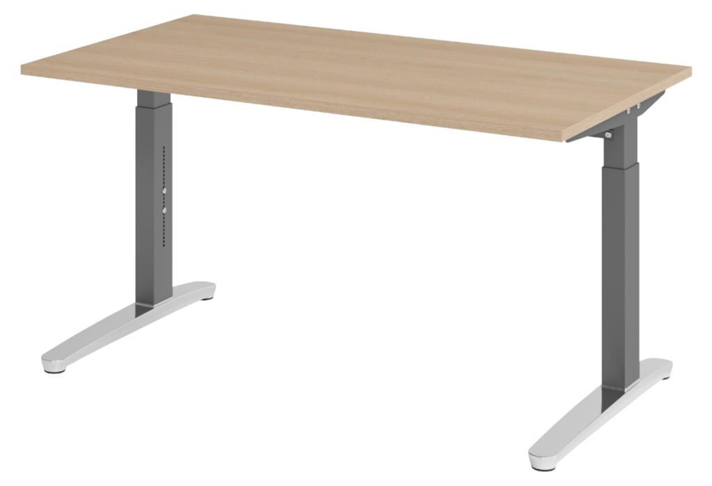 bümö Schreibtisch Serie-XB - Nachbildung: Eiche, Gestell: Graphit/Alu poliert, Größe: 140 x 80 cm