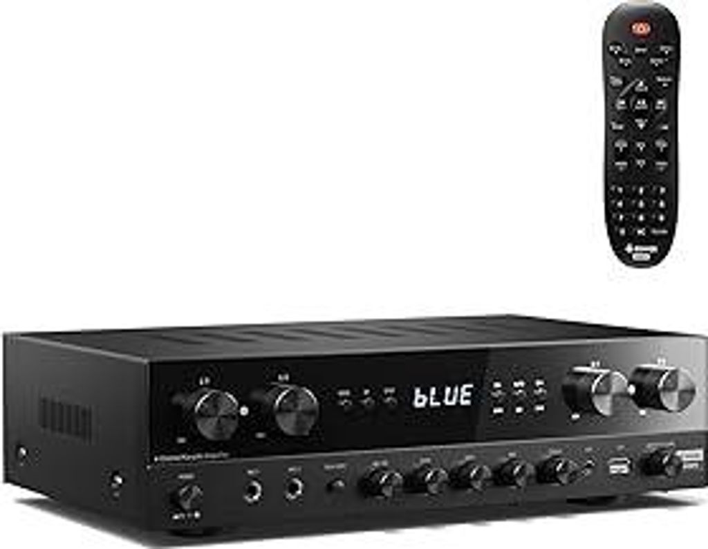 Donner Stereo Verstärker, Prämie 4-Kanal Verstärker mit 1000 W Maximalleistung und Bluetooth 5.0, USB, FM, 2 Mikrofoneingängen, Cinch, Glasfase...