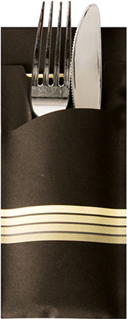 PAPSTAR Servietten-Tasche "Stripes" schwarz / creme Produktbild 