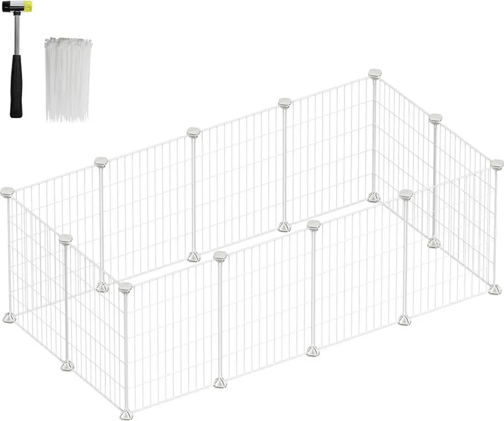 Parc intérieur modulable pour lapin et cochon d'Inde en métal blanc