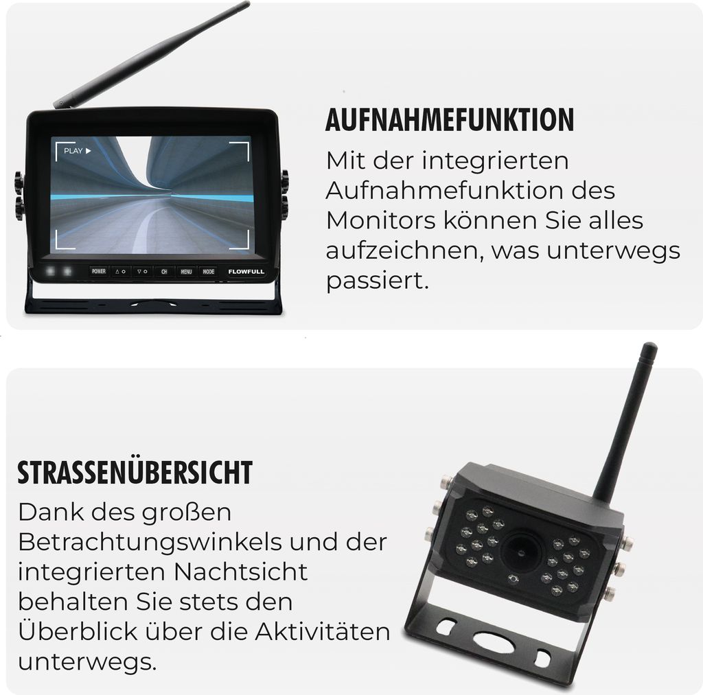 7 Zoll Monitor 12V 24V FUNK RÜCKFAHRSYSTEM Mit Rückfahrkamera 7 Zoll Monitor Für KFW LKW Rückfahrkamera Mit Monitor Drahtlos