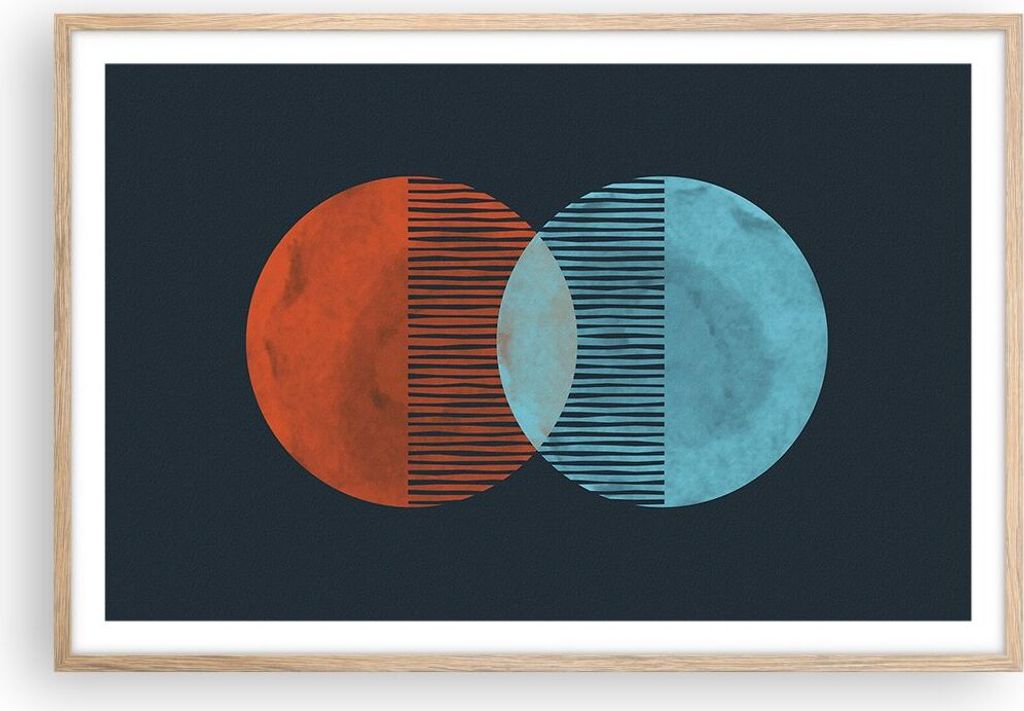 Gerahmtes Poster - Rahmen in heller Eiche - Geometrie Abstraktion Minimalismus - 91,5x61 cm - Wand Bild - Wanddeko - Wandbilder - Kunstposter - Wan...