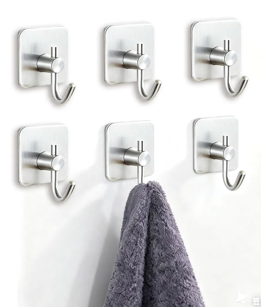 Fixation murale sans trou lot de 6 crochets adhésifs inox anti-chute