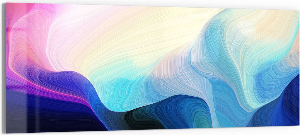 DEQORI Glasbild Acryl 125x50 cm 'Polychromer Farbfluss' Wandbild Bild modern Deko