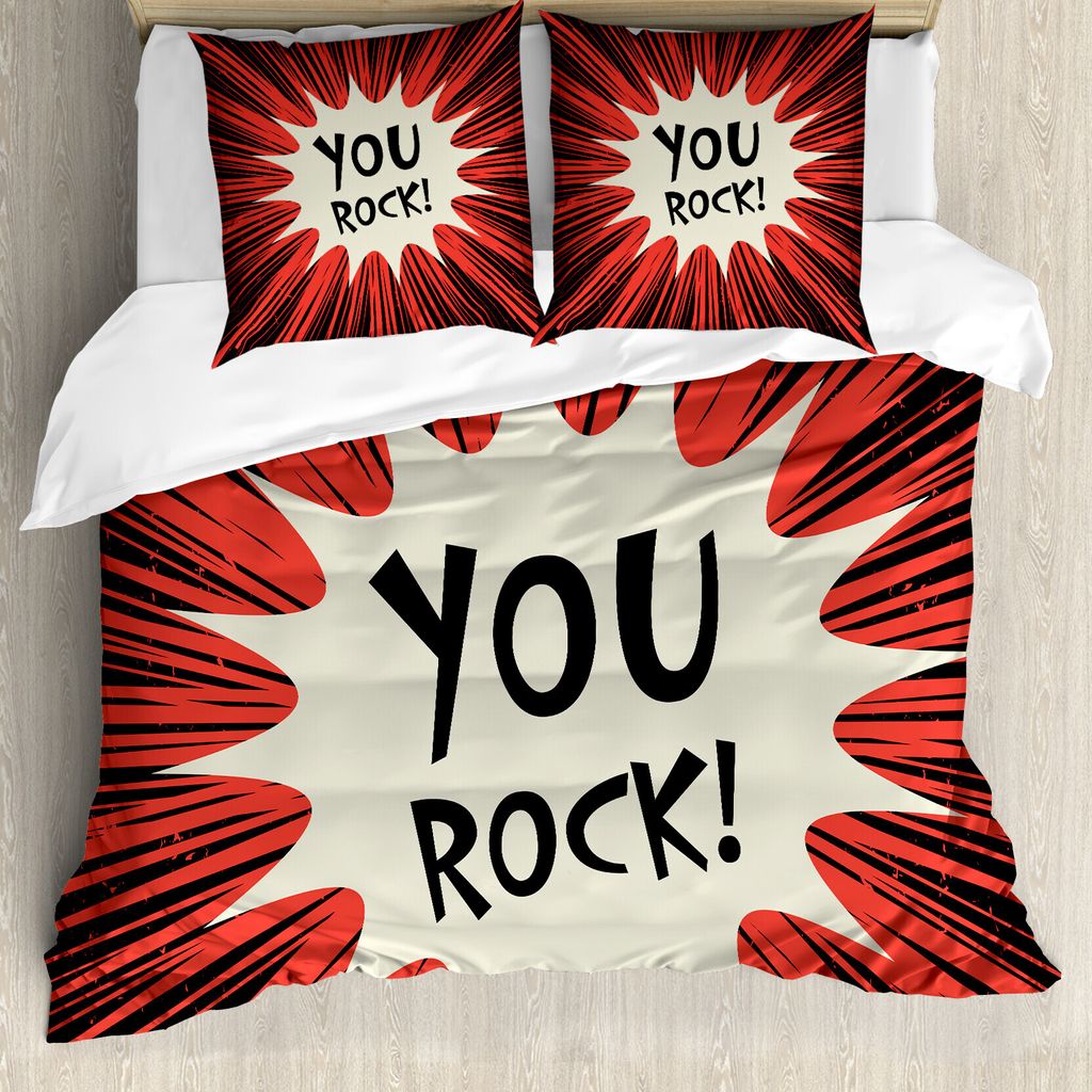 ABAKUHAUSie schaukeln Bettbezug Set für Einzelbetten, Comic Text-Blasen-Grafik, Milbensicher Allergiker geeignet mit Kissenbezug, 200 cm x 200 cm ...