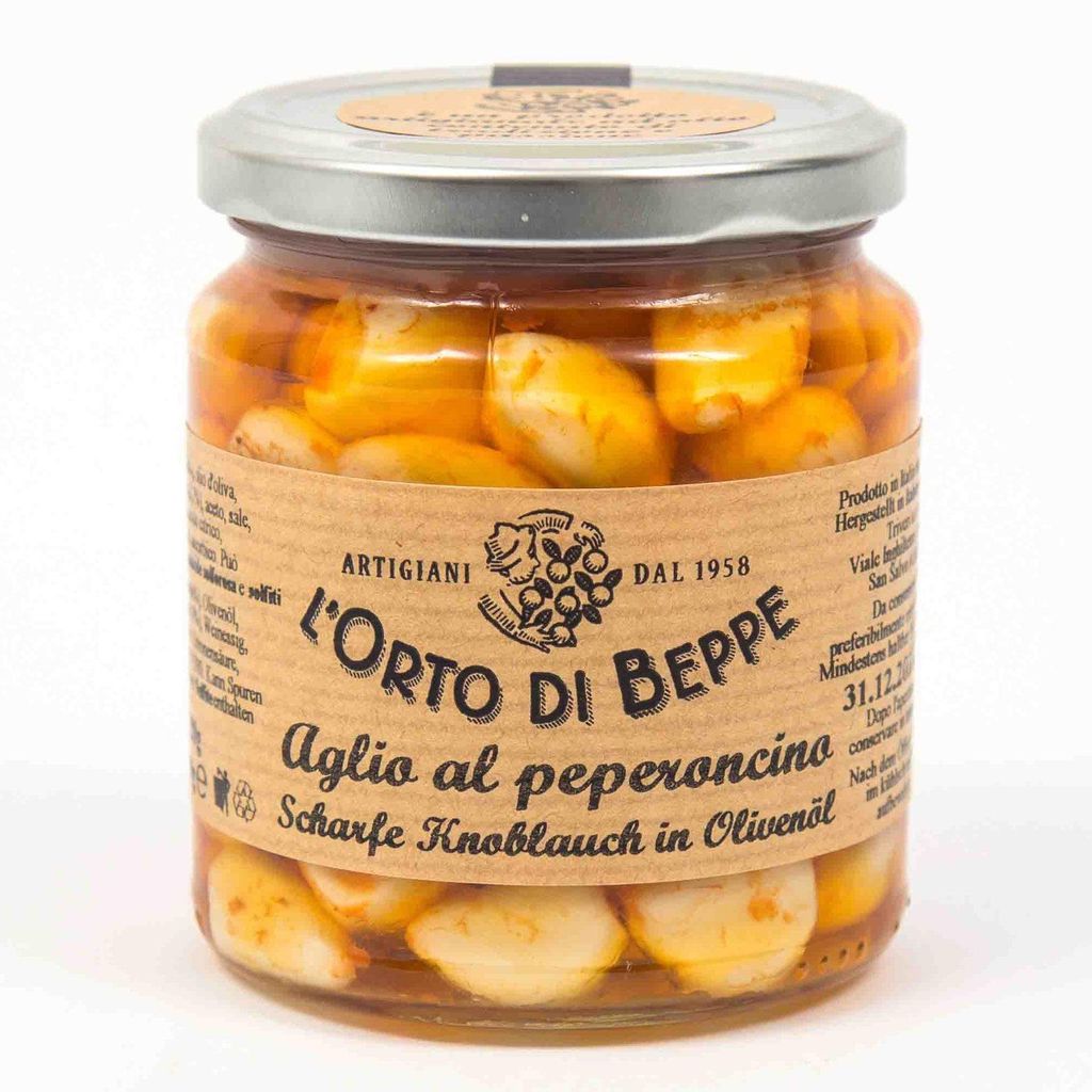 Ail au piment dans l'huile d'olive, 314 ml. - L'Orto di Image du produit 