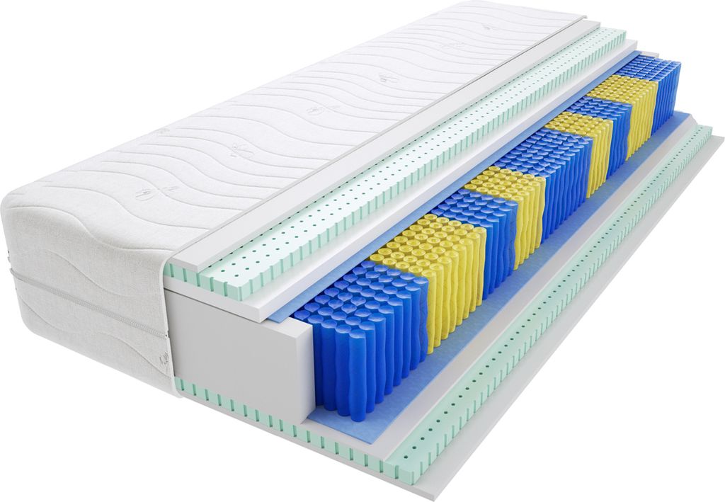 Matratze 155x160 cm Doppelmatratze, H3 Mittelfest Federkernmatratze, Taschenfederkernmatratze 21 cm Hoch Latex Hypoallergene, HR-Schaum, Wendematra...