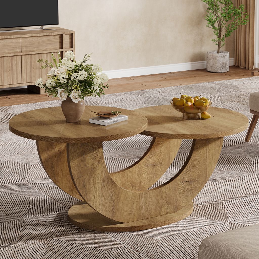 Tribesigns Runde Couchtisch, 2-Tier Couchtisch mit Produktbild 