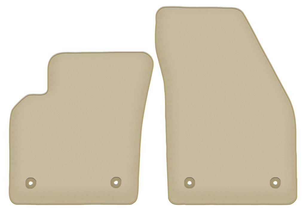Velours-Fußmatten Vorne PREMIUM beige passend für Volvo C70 II (2005-2013, Coupe) – mit Befestigungen – passgenau