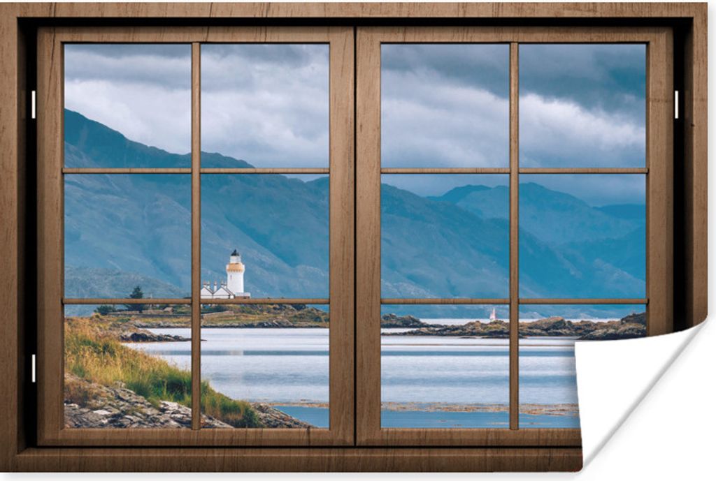 MuchoWow® Poster Aussicht - Wasser - Leuchtturm 120x80 cm - Produktbild 