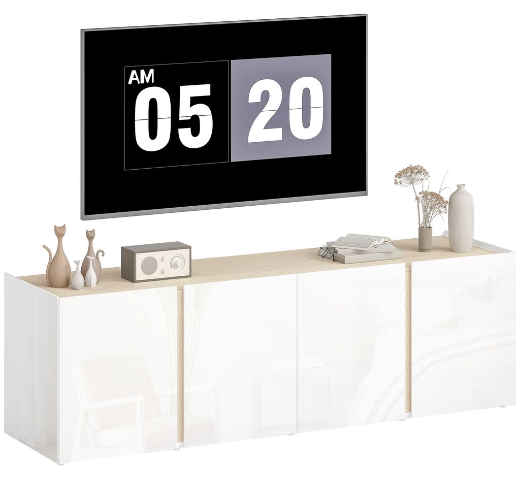 TV-Kommode fš¹r 65-Zoll-Fernseher. Fernseh-Schrank mit Soft-Close-Tš¹ren. anpassbare Regale. Kabell?cher. fš¹r Wohnzimmer. Wei?