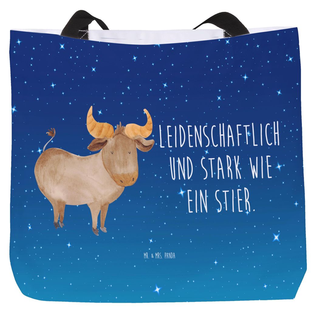 Mr. & Mrs. Panda Shopper Sternzeichen Stier - Sternenhimmel Blau - Geschenk, Tasche, Schultasche, Ochse, Geburtstag April, Reisetasche, Strandtasch...