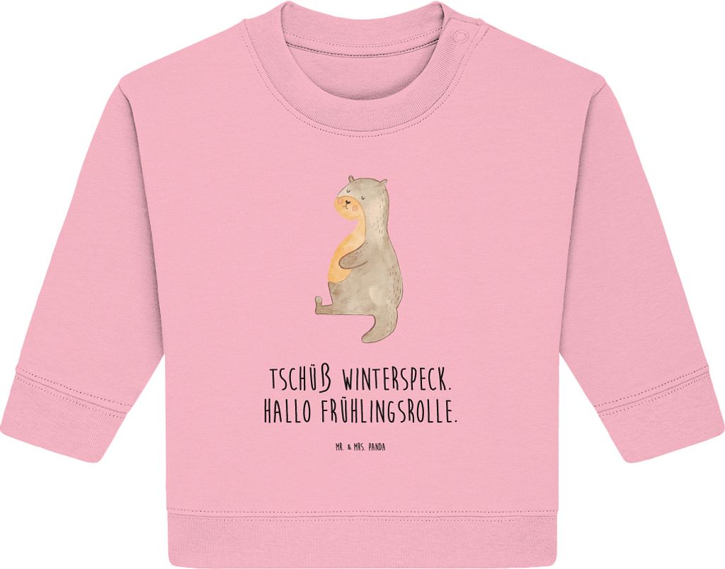 Mr. & Mrs. Panda Organic Baby Pullover Otter Bauch 6. - 12. Monat - Baumwolle Pink - Geschenk, Winterspeck, Bullover, Seeotter See, Sportmuffel, dick