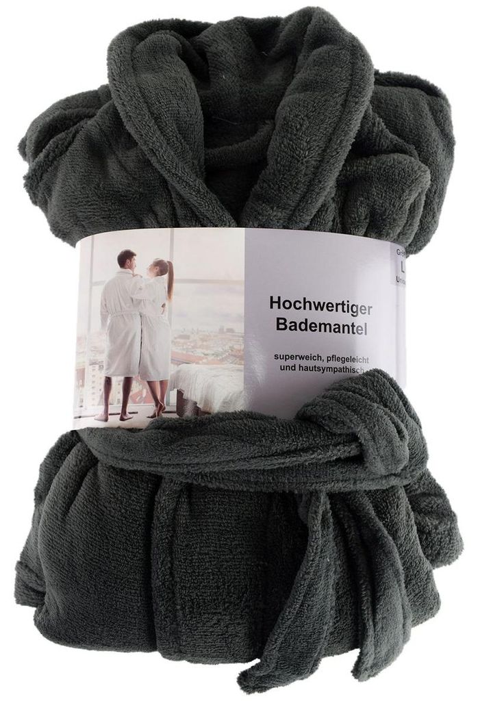 Hochwertiger Bademantel mit weicher Struktur in Anthrazit S Produktbild 