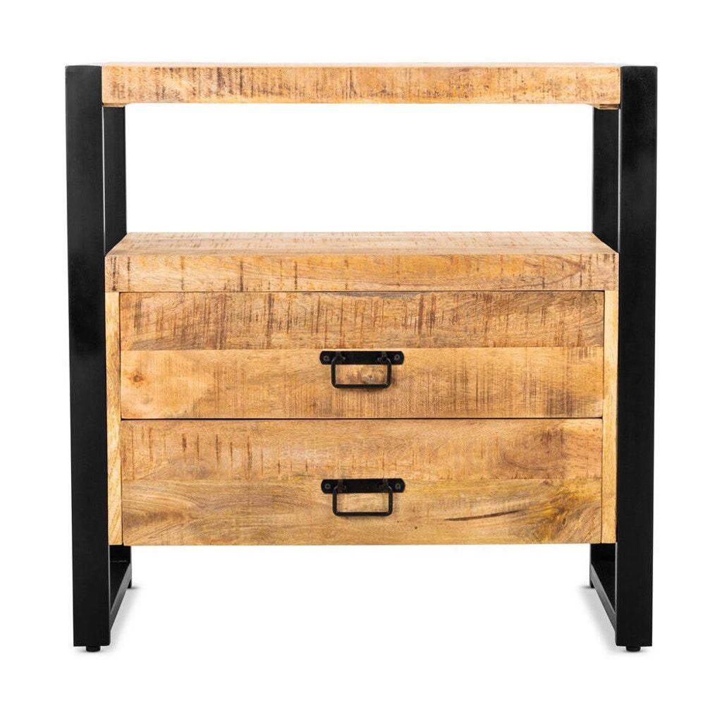 Kommode Britt mit 2 Schubladen aus Mangoholz - Hellbraun Produktbild 