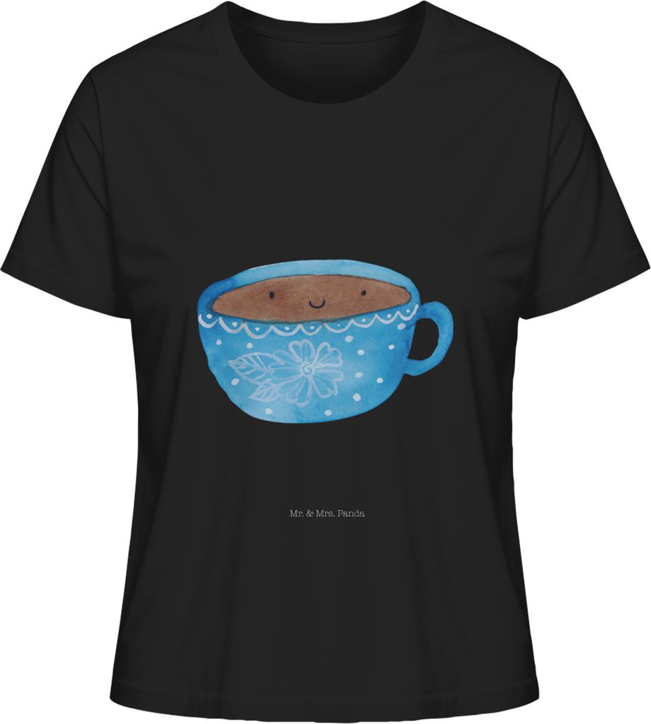 Mr. & Mrs. Panda T-Shirt für Frauen Kaffee Tasse Größe S - Schwarz - Geschenk, Geschmack, Kurzarmshirt Damen, Glücklich, Liebe, Oberteil, Genus...