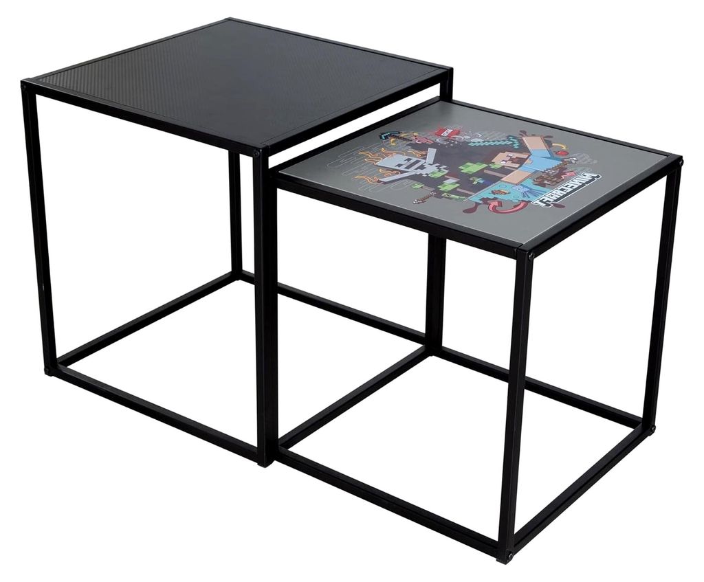 Beistelltisch im 2er Set mit Minecraft-Motiv und Metallrahmen